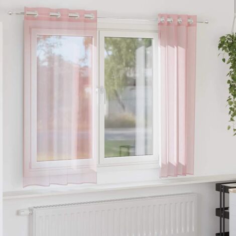 Cortinas de gasa con ojales 2 uds rosa claro 140x175 cm