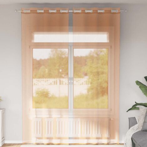 Cortinas de gasa con ojales 2 uds terracota