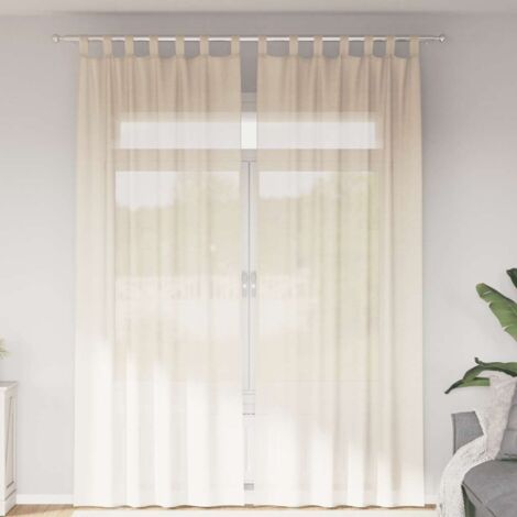 Cortinas de gasa con trabillas 2 uds. crema