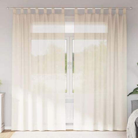Cortinas de gasa con trabillas 2 uds. crema