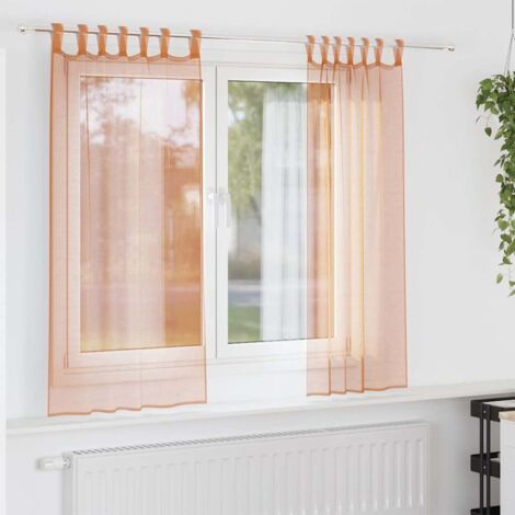 Cortinas de gasa con trabillas 2 uds terracota 140x175 cm