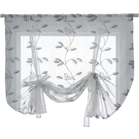 Cortinas de gasa ecológicas con estampado de plantas de colores puros, sencillas, 100 x 120 cm