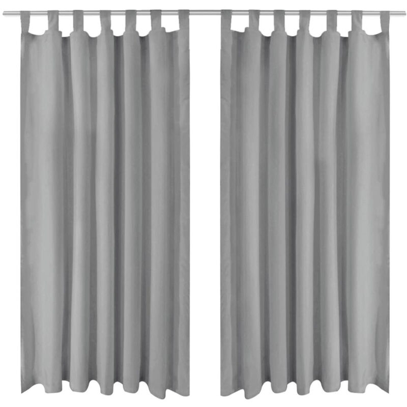 

Cortinas de micro-raso con bucles 2 unidades 140x225 cm gris