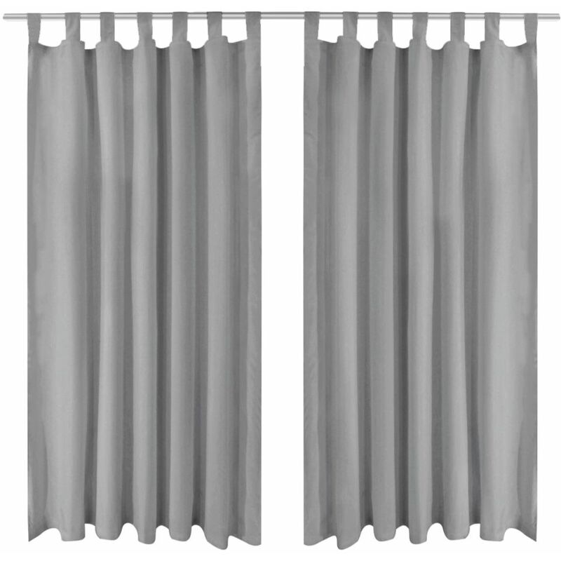 

Cortinas de micro-raso con bucles 2 unidades 140x225 cm gris