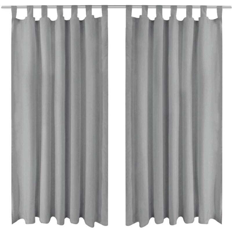 

Cortinas de micro-raso con bucles 2 unidades 140x225 cm gris - Gris