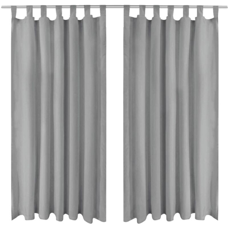 

Cortinas de micro-raso con bucles 2 unidades 140x225 cm gris - Gris - Vidaxl