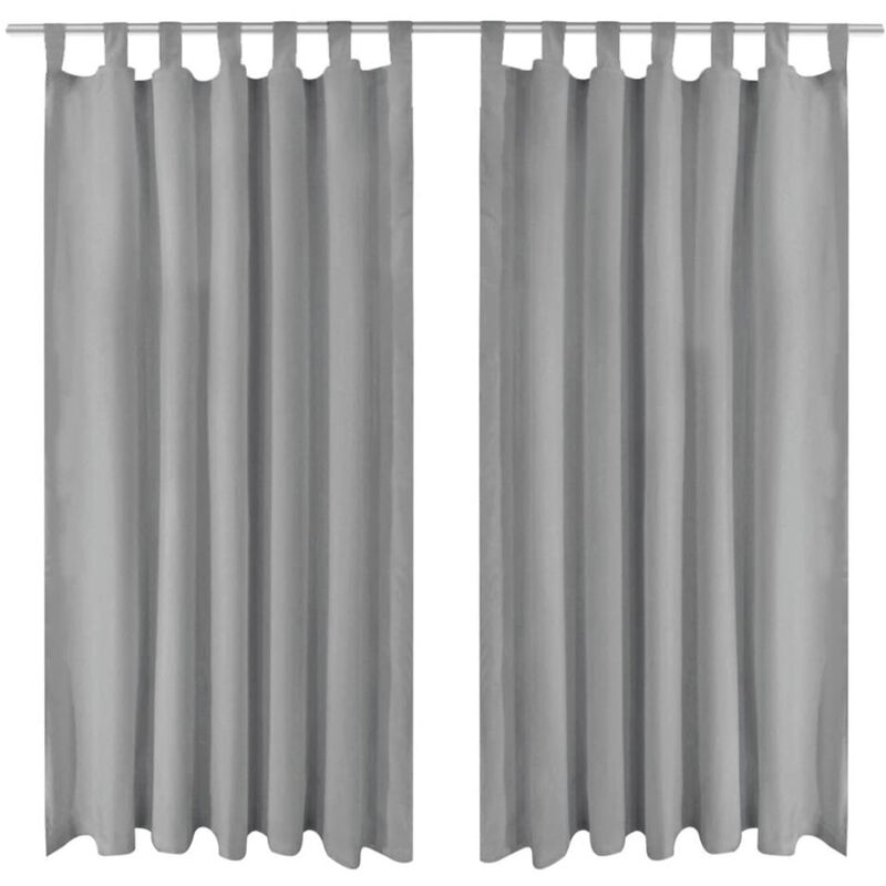 

Cortinas de micro-raso con bucles 2 unidades 140x245 cm gris