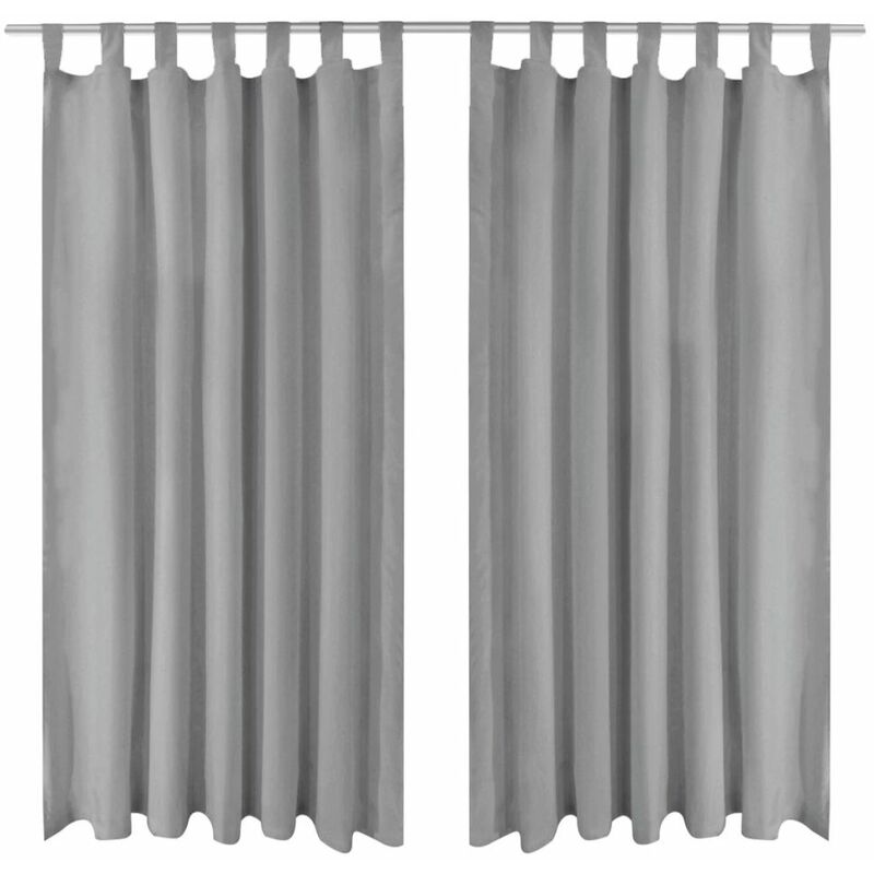 

Cortinas de micro-raso con bucles 2 unidades 140x245 cm gris