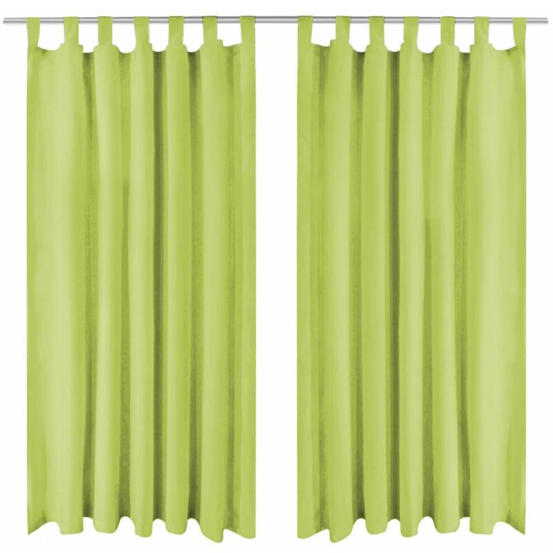 

Happyshopping - Cortinas de micro-raso con bucles 2 unidades 140x245 cm verde