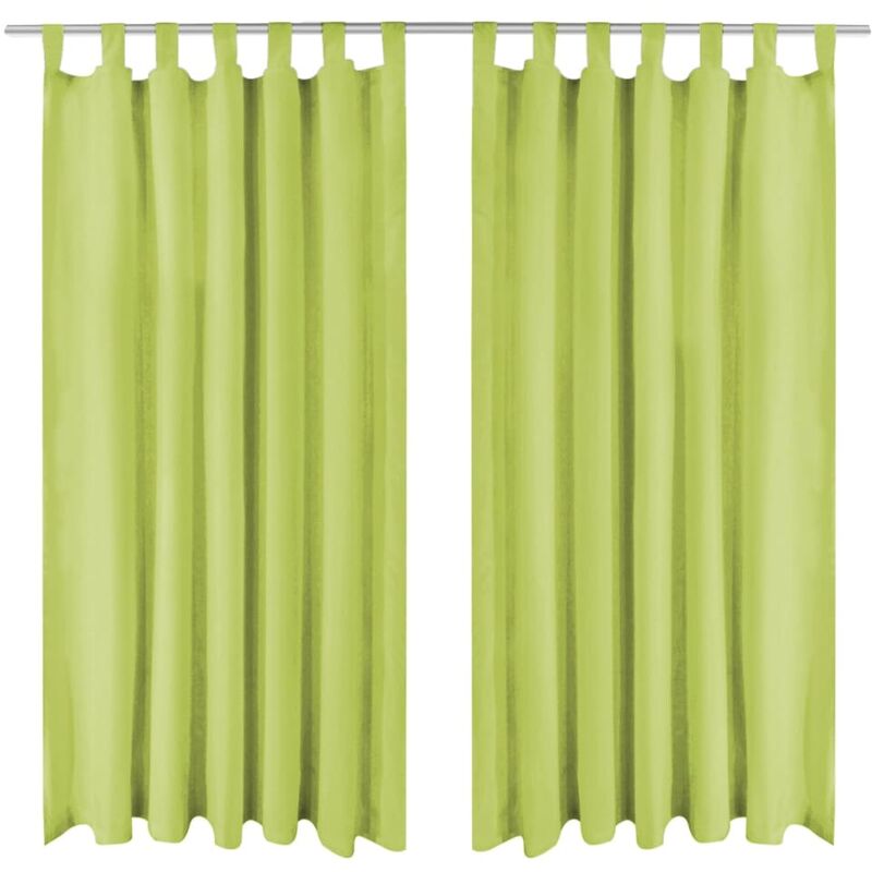 

Cortinas de micro-raso con bucles 2 unidades 140x245 cm verde - Verde