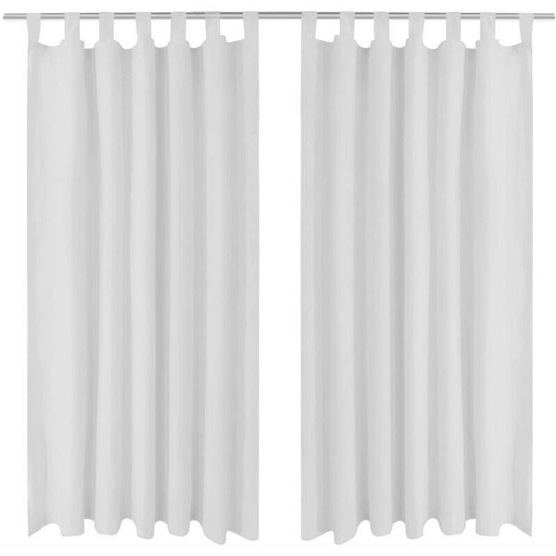 

Cortinas de micro-raso con bucles 2 unidades blanco 140x225 cm - Blanco