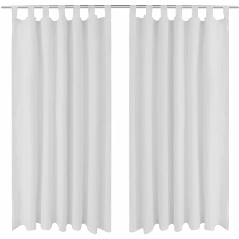 

Cortinas de micro-raso con bucles 2 unidades blanco 140x245 cm - Blanco