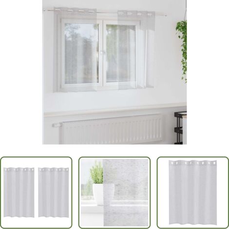 Cortinas de poliéster -  Cortina de Voilé 2 pcs Gris Claro 140 x 140 cm Poliéster