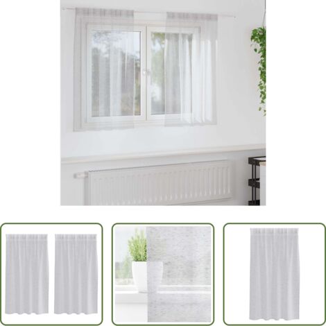 Cortinas de poliéster -  Cortina de Voilé 2 pcs Gris Claro 140 x 140 cm Poliéster