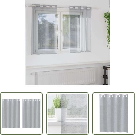 Cortinas de poliéster -  Cortina de Voilé 2 pcs Gris oscuro 140 x 140 cm Poliéster