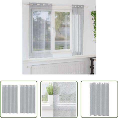 Cortinas de poliéster -  Cortina de Voilé 2 pcs Gris oscuro 175 x 140 cm Poliéster