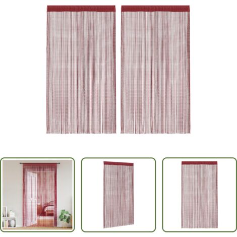 Cortinas de puerta -  Cortinas de flecos 2 piezas 100x250 cm burdeos