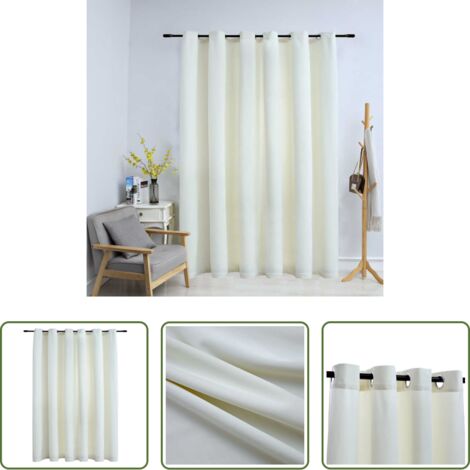 Cortinas de terciopelo -  Cortina opaca con anillas de metal terciopelo crema 290x245 cm