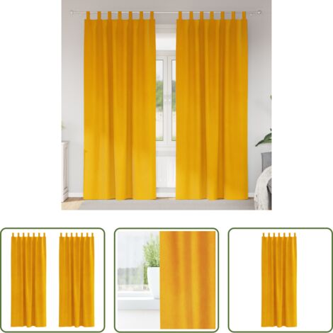 Cortinas de terciopelo -  Cortinas opacas 2 pcs Amarillo Mostaza 140 x 245 cm Terciopelo