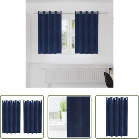 Cortinas de terciopelo -  Cortinas opacas 2 pcs Azul Oscuro 140 x 140 cm Terciopelo