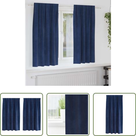 Cortinas de terciopelo -  Cortinas opacas 2 pcs Azul Oscuro 140 x 175 cm Terciopelo