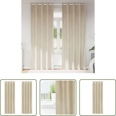 Cortinas de terciopelo -  Cortinas opacas 2 pcs Crema 140 x 225 cm Terciopelo