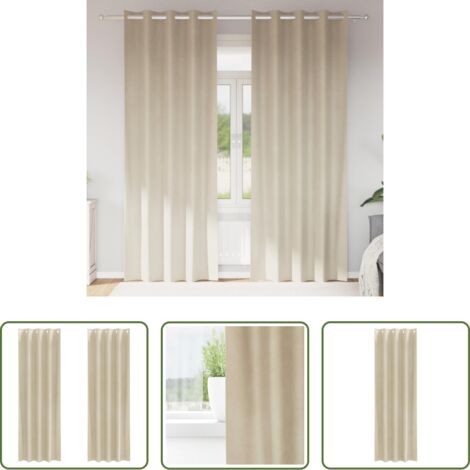 Cortinas de terciopelo -  Cortinas opacas 2 pcs Crema 140 x 245 cm Terciopelo