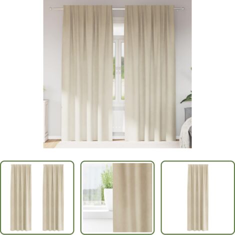 Cortinas de terciopelo -  Cortinas opacas 2 pcs Crema 140 x 260 cm Terciopelo