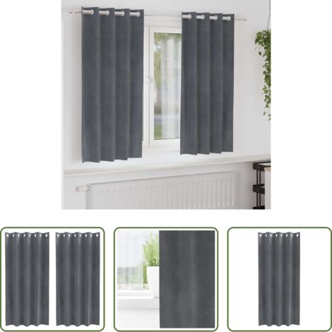 Cortinas de terciopelo -  Cortinas opacas 2 pcs Gris Claro 140 x 175 cm Terciopelo