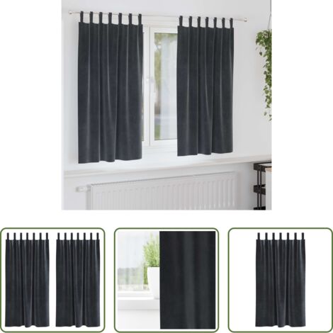 Cortinas de terciopelo -  Cortinas opacas 2 pcs Gris oscuro 140 x 175 cm Terciopelo