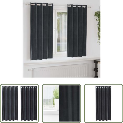 Cortinas de terciopelo -  Cortinas opacas 2 pcs Gris oscuro 140 x 175 cm Terciopelo