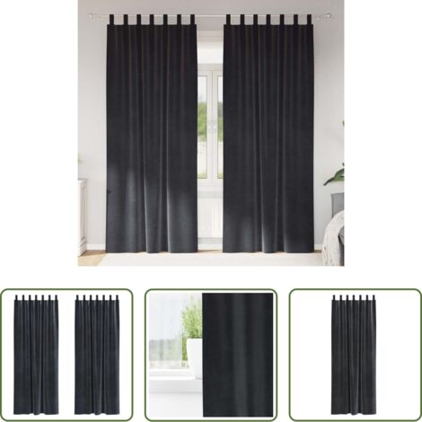 Cortinas de terciopelo -  Cortinas opacas 2 pcs Gris oscuro 140 x 245 cm Terciopelo
