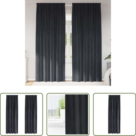 Cortinas de terciopelo -  Cortinas opacas 2 pcs Gris oscuro 140 x 260 cm Terciopelo