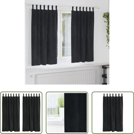 Cortinas de terciopelo -  Cortinas opacas 2 pcs Negro 140 x 175 cm Terciopelo