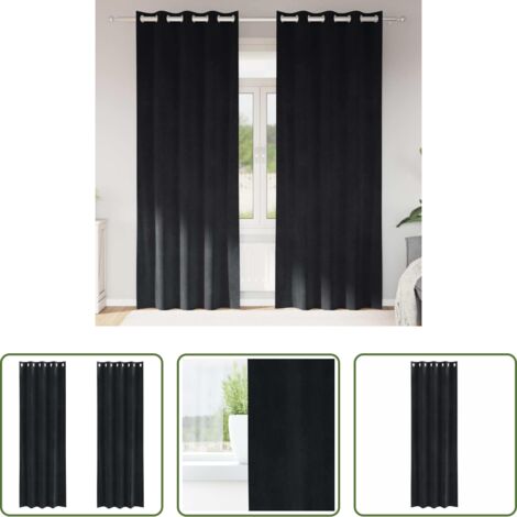 Cortinas de terciopelo -  Cortinas opacas 2 pcs Negro 140 x 260 cm Terciopelo