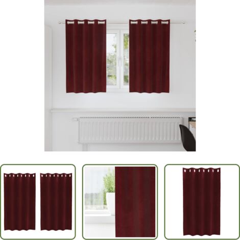 Cortinas de terciopelo -  Cortinas opacas 2 pcs Rojo vino 140 x 140 cm Terciopelo