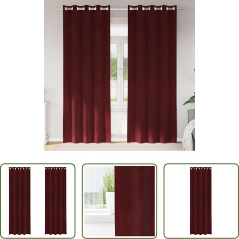 Cortinas de terciopelo -  Cortinas opacas 2 pcs Rojo vino 140 x 245 cm Terciopelo