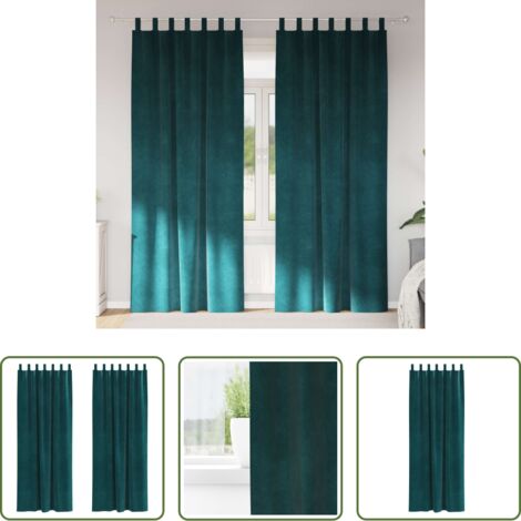 Cortinas de terciopelo -  Cortinas opacas 2 pcs Verde oscuro 140 x 245 cm Terciopelo