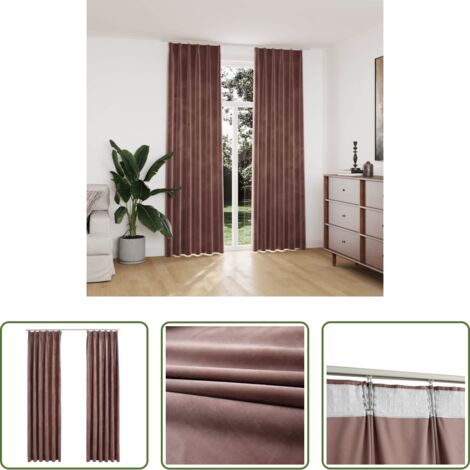 Cortinas de terciopelo -  Cortinas opacas ganchos 2 pzas terciopelo rosa viejo 140x245 cm