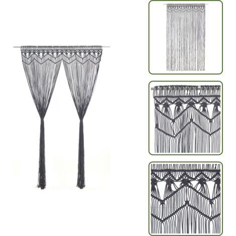 Cortinas de ventana - vidaXL Cortina de macramé algodón gris antracita 140x240 cm - Separadores de ambientes