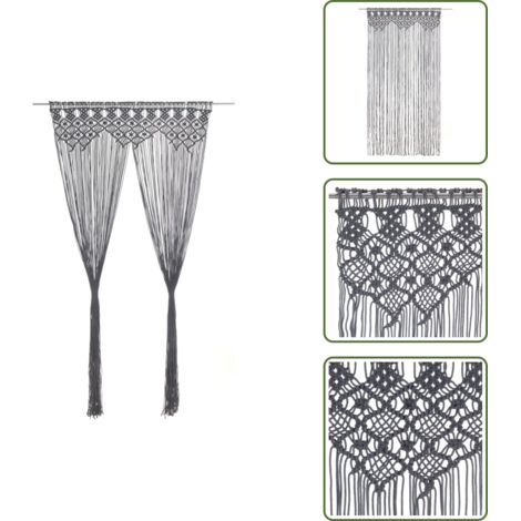 Cortinas de ventana - vidaXL Cortina de macramé algodón gris antracita 140x240 cm - Separadores de ambientes