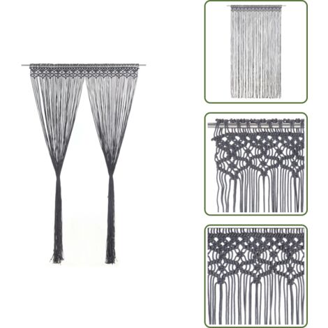 Cortinas de ventana - vidaXL Cortina de macramé algodón gris antracita 140x240 cm - Separadores de ambientes
