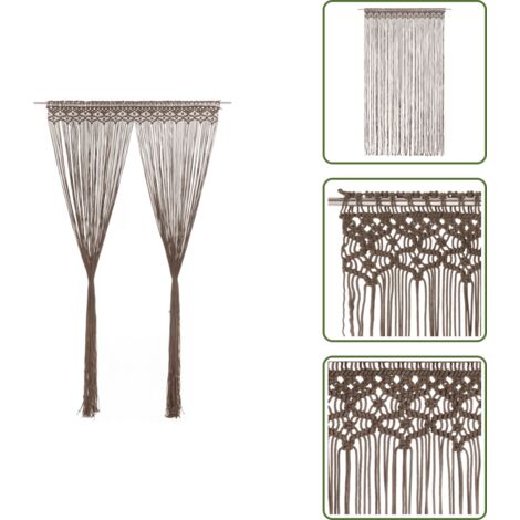 Cortinas de ventana - vidaXL Cortina de macramé algodón gris taupé 140x240 cm - Separadores de ambientes