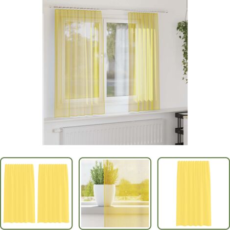 Cortinas de voile -  Cortinas de gasa con bolsillos para varillas 2 uds. amarillo
