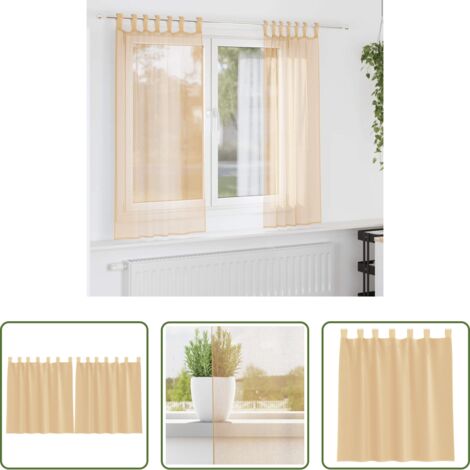 Cortinas de voile -  Cortinas de gasa con bolsillos para varillas 2 uds. arena