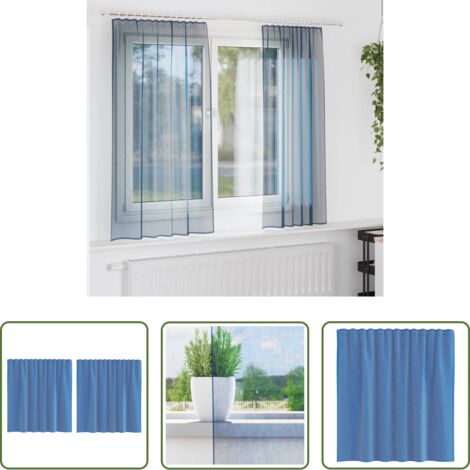 Cortinas de voile -  Cortinas de gasa con bolsillos para varillas 2 uds. azul real
