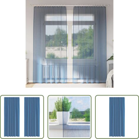 Cortinas de voile -  Cortinas de gasa con bolsillos para varillas 2 uds. azul real