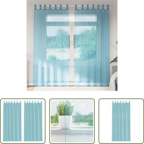 Cortinas de voile -  Cortinas de gasa con trabillas 2 uds turquesa 140x225 cm