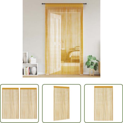 Cortinas doradas -  Cortinas de tiras 2 uds doradas 140x250 cm