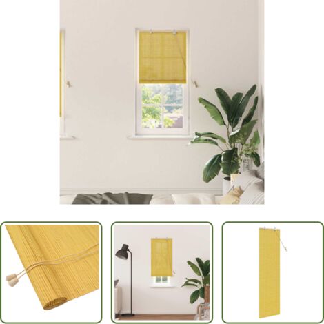Cortinas -  Estor enrollable con cortinas Manual Amarillo 60 x 220 cm Bambú